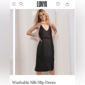 RARE cult favorite LUNYA washable silk slip dress in CHARCOAL - Sz M